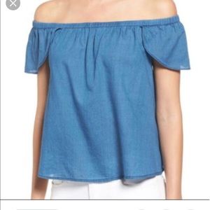 Madewell chambray off the shoulder top
